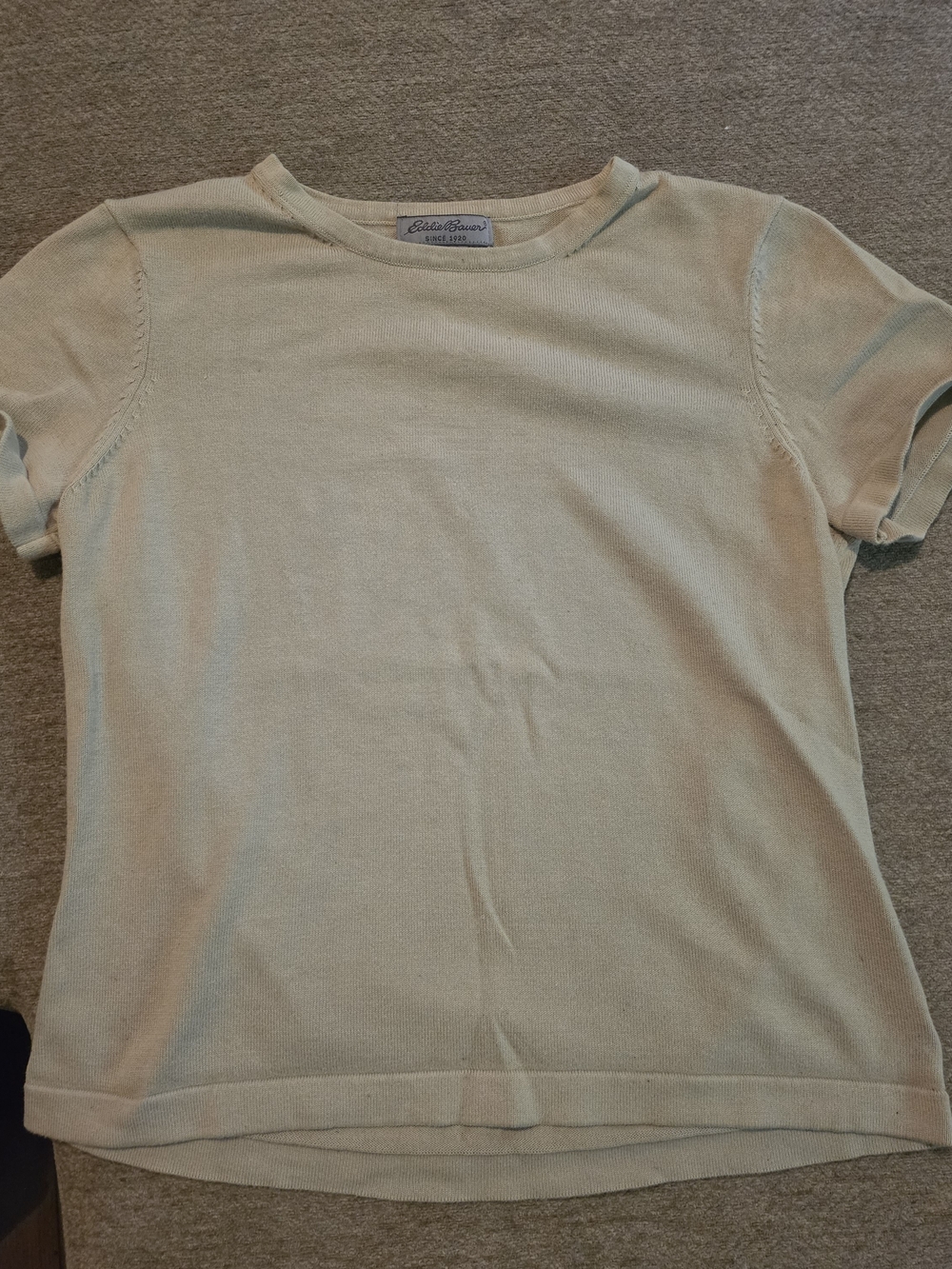 Eddie Bauer Short Sleeve Knit Top in Tan Medium